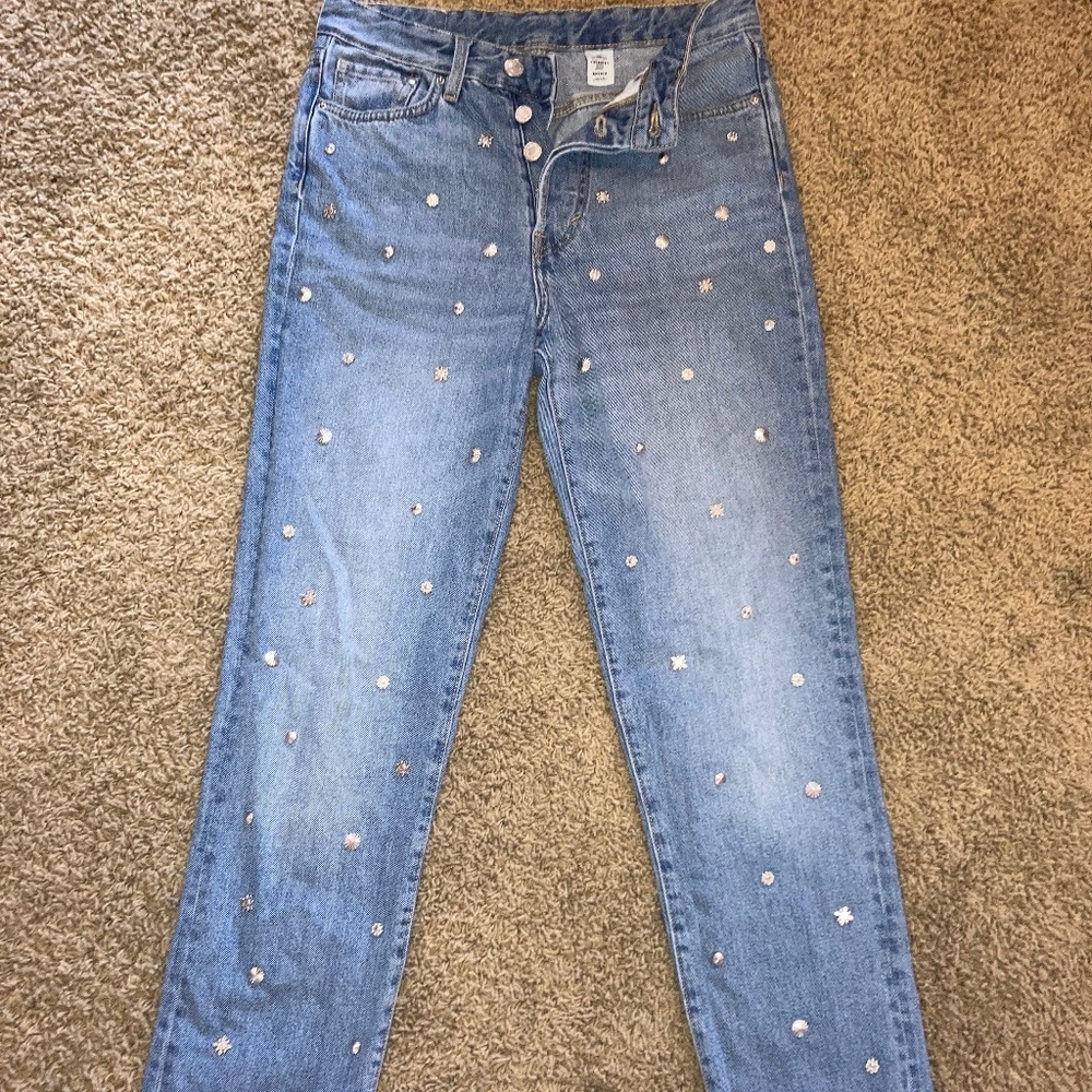 H&M &Denim high rise studded jeans sz 26